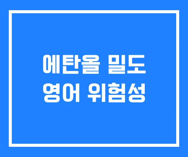 에탄올 밀도 영어 위험성
