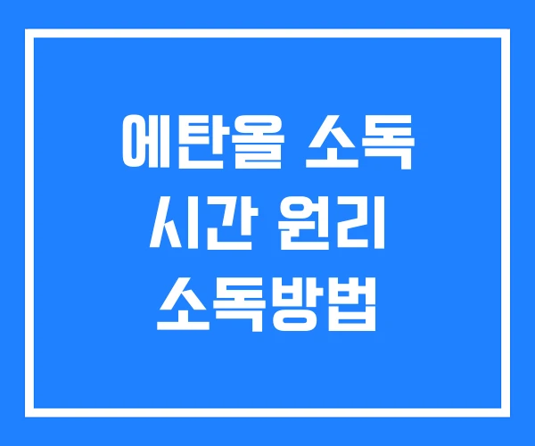 에탄올 소독 시간 원리 소독방법