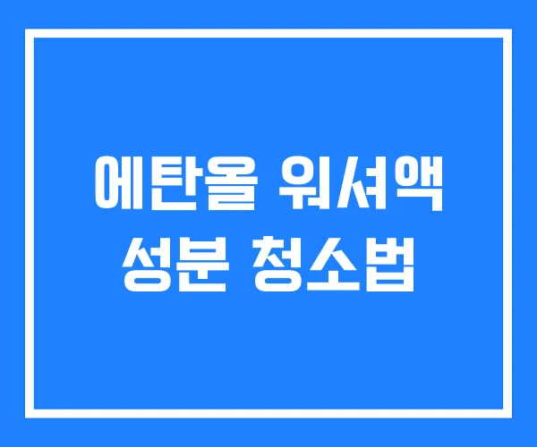 에탄올 워셔액 성분 청소법 에탄올 워셔액 성분 청소법
