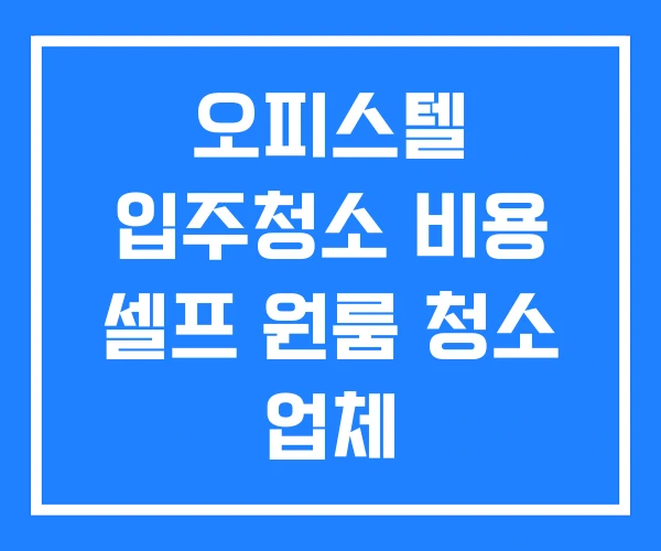 오피스텔 입주청소 비용 셀프 원룸 청소 업체