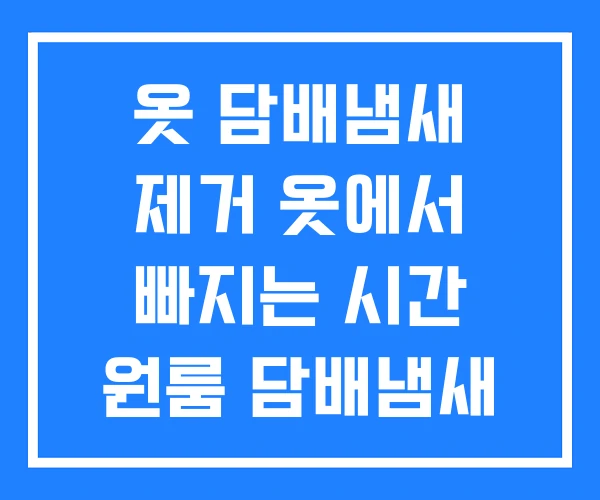 옷 담배냄새 제거 옷에서 빠지는 시간 원룸 담배냄새