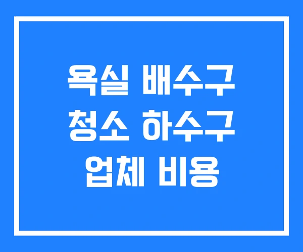 욕실 배수구 청소 하수구 업체 비용