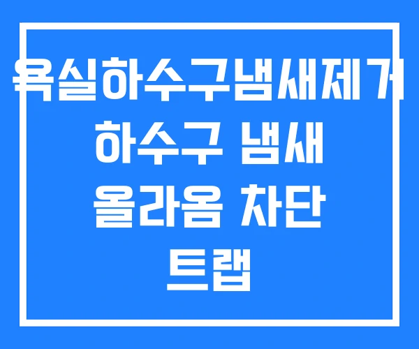 욕실하수구냄새제거 하수구 냄새 올라옴 차단 트랩
