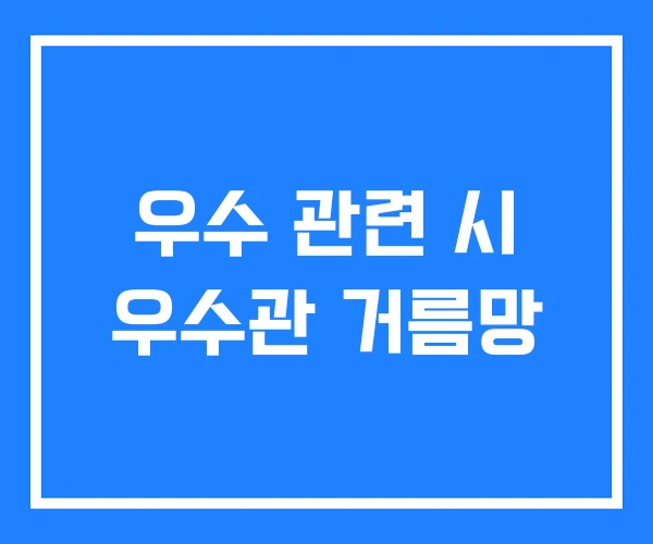 우수 관련 시 우수관 거름망