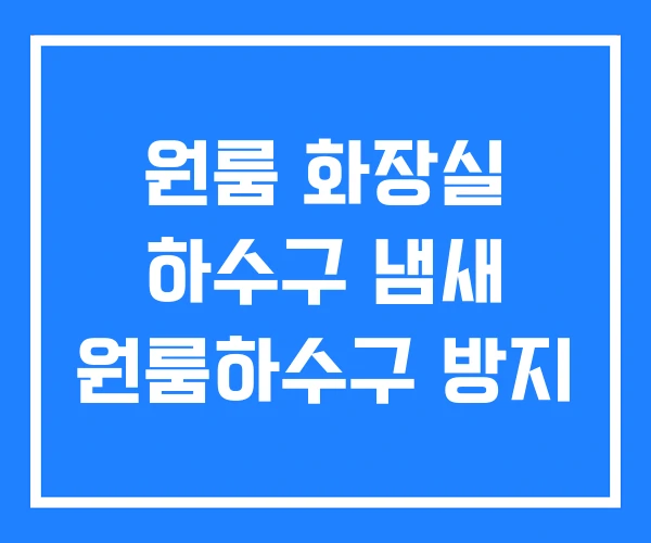 원룸 화장실 하수구 냄새 원룸하수구 방지