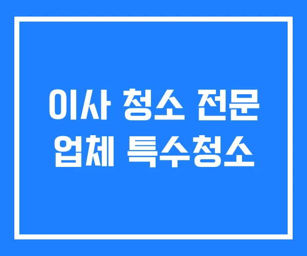 이사 청소 전문 업체 특수청소