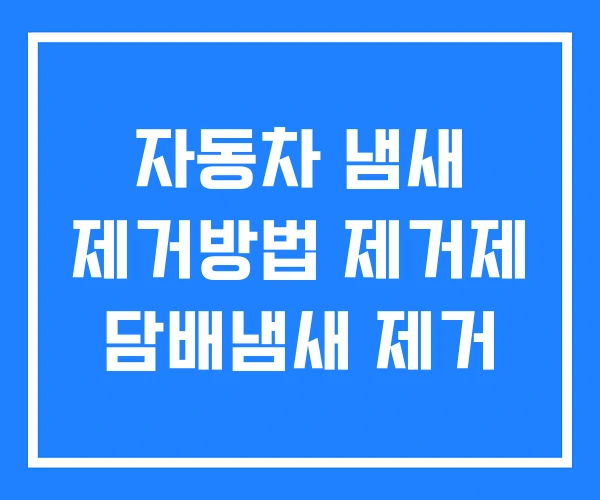 자동차 냄새 제거방법 제거제 담배냄새 제거