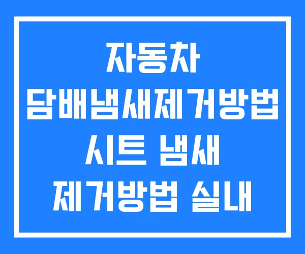 자동차 담배냄새제거방법 시트 냄새 제거방법 실내 제거