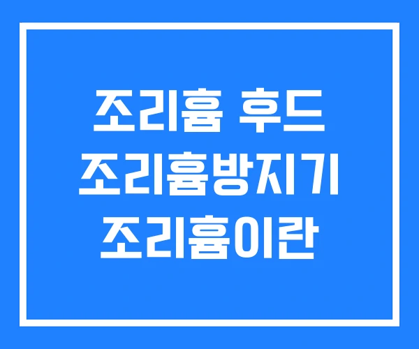 조리흄 후드 조리흄방지기 조리흄이란 조리흄 후드 조리흄방지기 조리흄이란