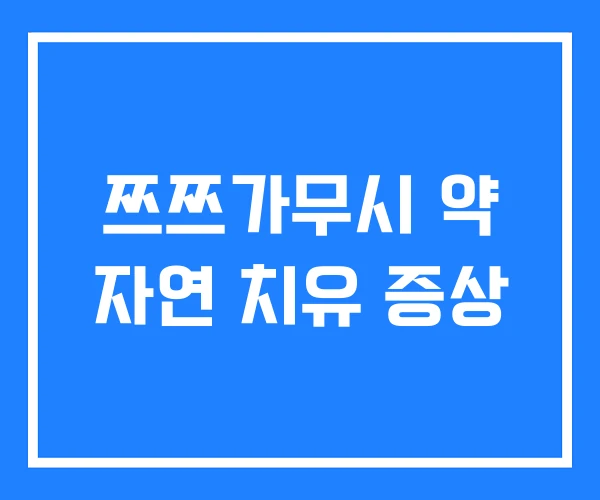 쯔쯔가무시 약 자연 치유 증상