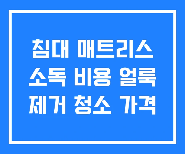 침대 매트리스 소독 비용 얼룩 제거 청소 가격