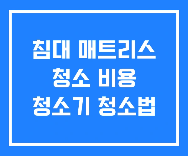 침대 매트리스 청소 비용 청소기 청소법