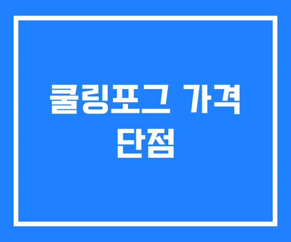 쿨링포그 가격 단점