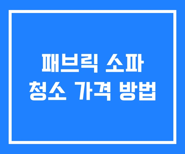 패브릭 소파 청소 가격 방법 패브릭 소파 청소 가격 방법