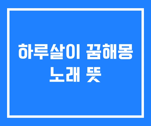하루살이 꿈해몽 노래 뜻