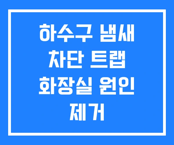 하수구 냄새 차단 트랩 화장실 원인 제거