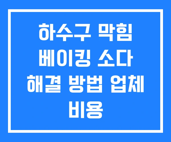 하수구 막힘 베이킹 소다 해결 방법 업체 비용