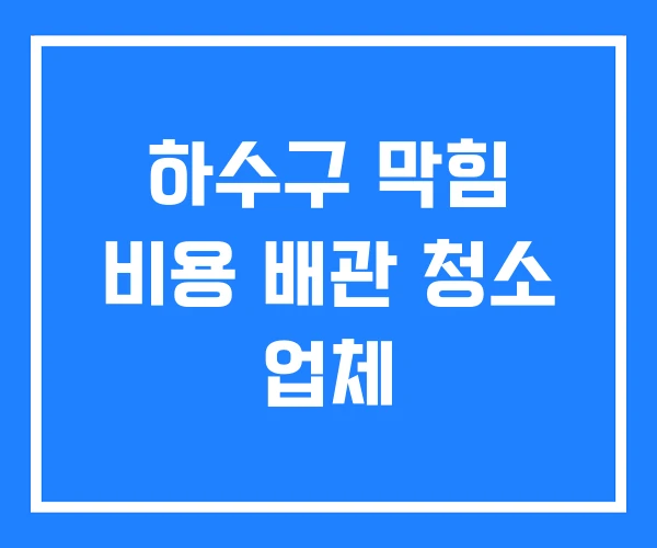 하수구 막힘 비용 배관 청소 업체
