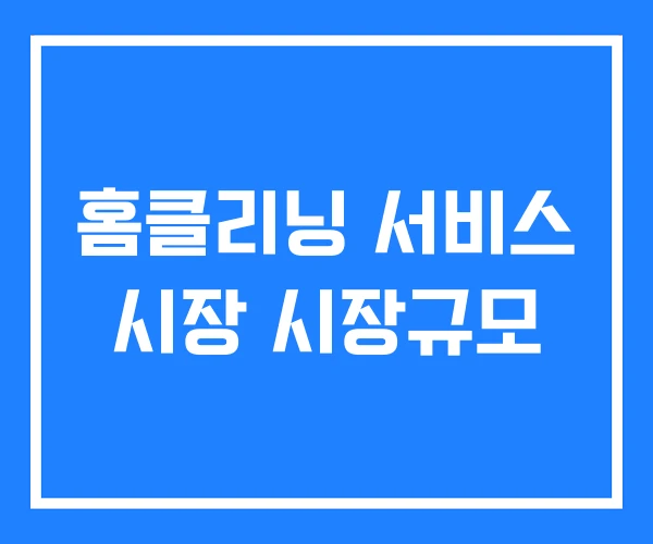 홈클리닝 서비스 시장 시장규모 홈클리닝 서비스 시장 시장규모