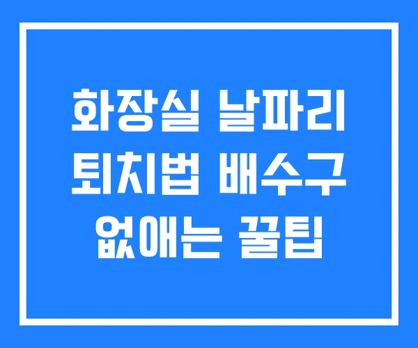 화장실 날파리 퇴치법 배수구 없애는 꿀팁