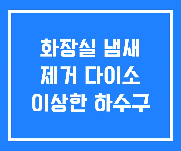 화장실 냄새 제거 다이소 이상한 하수구