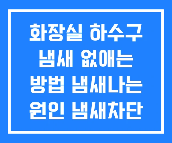 화장실 하수구 냄새 없애는 방법 냄새나는 원인 냄새차단 트랩